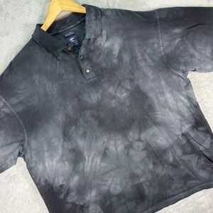Pebble Beach Men's Polo Shirt Black Tie‎ Dye Cotton 2-Ply Merc L Golf Casual